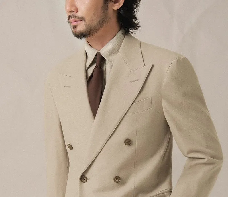 Double-Breasted Beige Suit