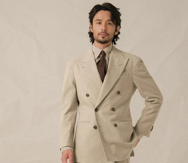 Double-Breasted Beige Suit