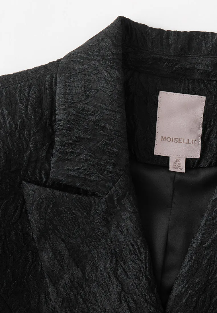 Double-breasted Embossed Pattern Maxi Coat