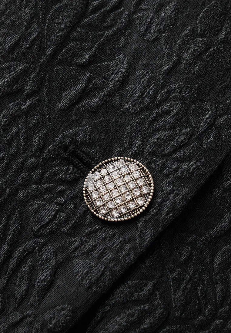 Double-breasted Embossed Pattern Maxi Coat
