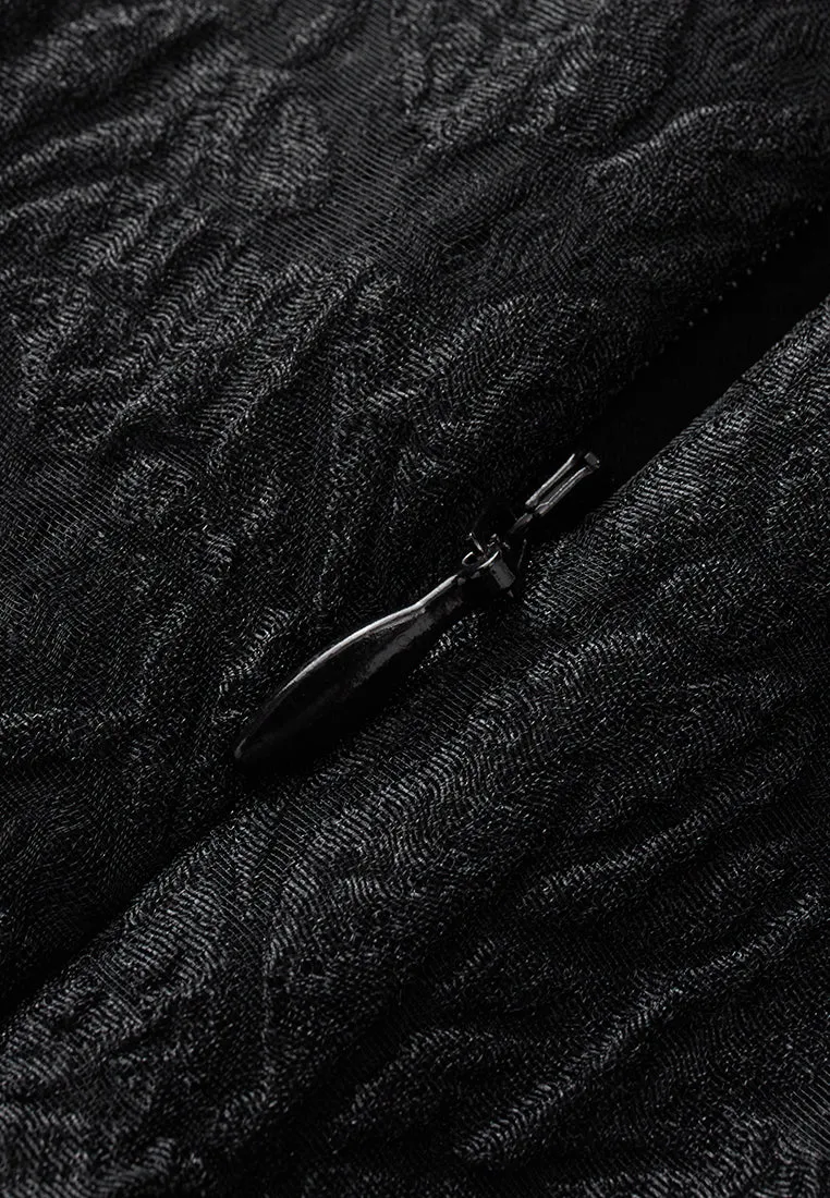 Double-breasted Embossed Pattern Maxi Coat