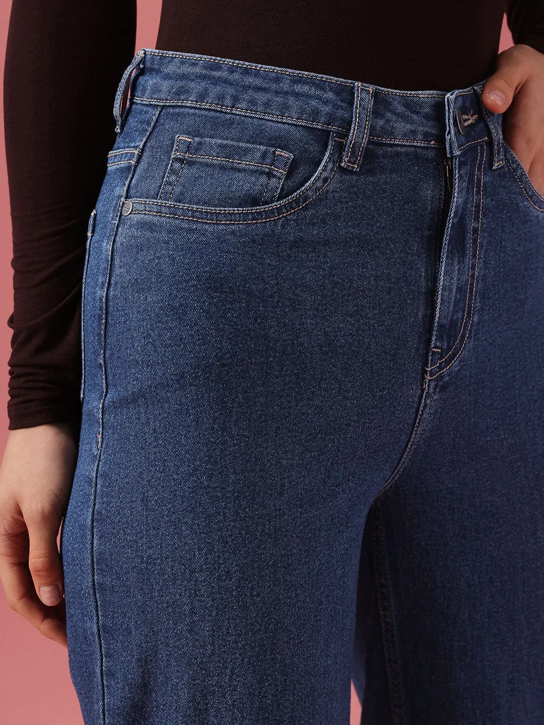 DressBerry Women Wide Leg High-Rise Light Fade Stretchable Jeans