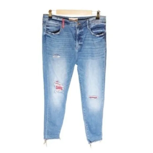 Driftwood Jackie High-rise Distressed Slim Fir Ankle Jeans Blue Size 31