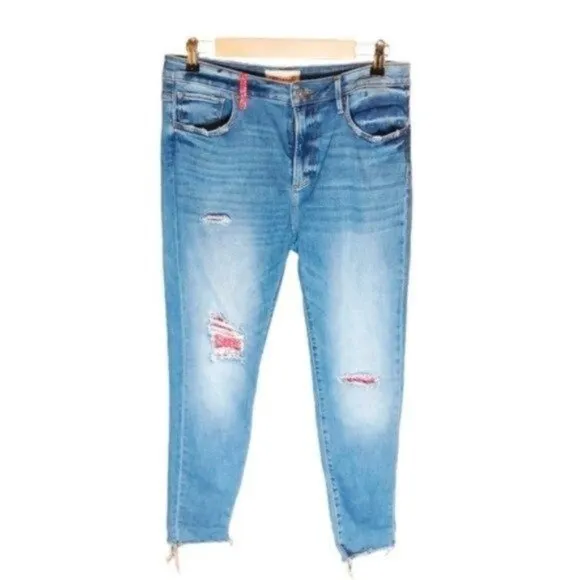 Driftwood Jackie High-rise Distressed Slim Fir Ankle Jeans Blue Size 31