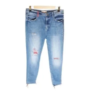 Driftwood Jackie High-rise Distressed Slim Fir Ankle Jeans Blue Size 31
