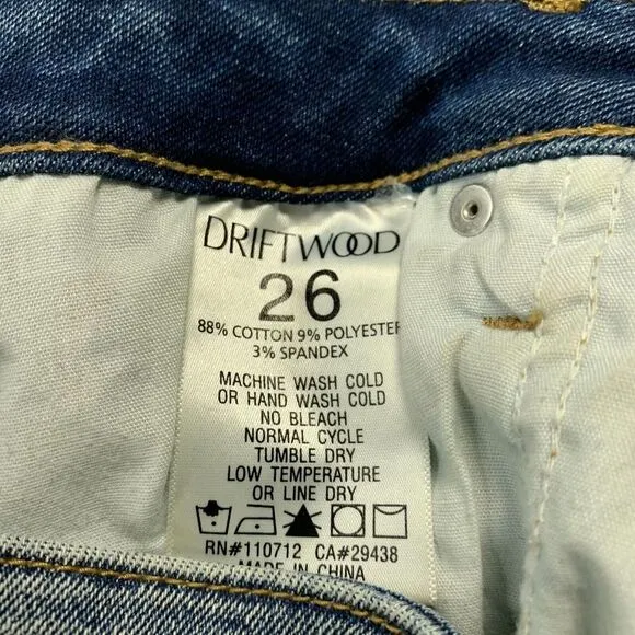 DRIFTWOOD Womens Jeans Size 26 Colette 26x26