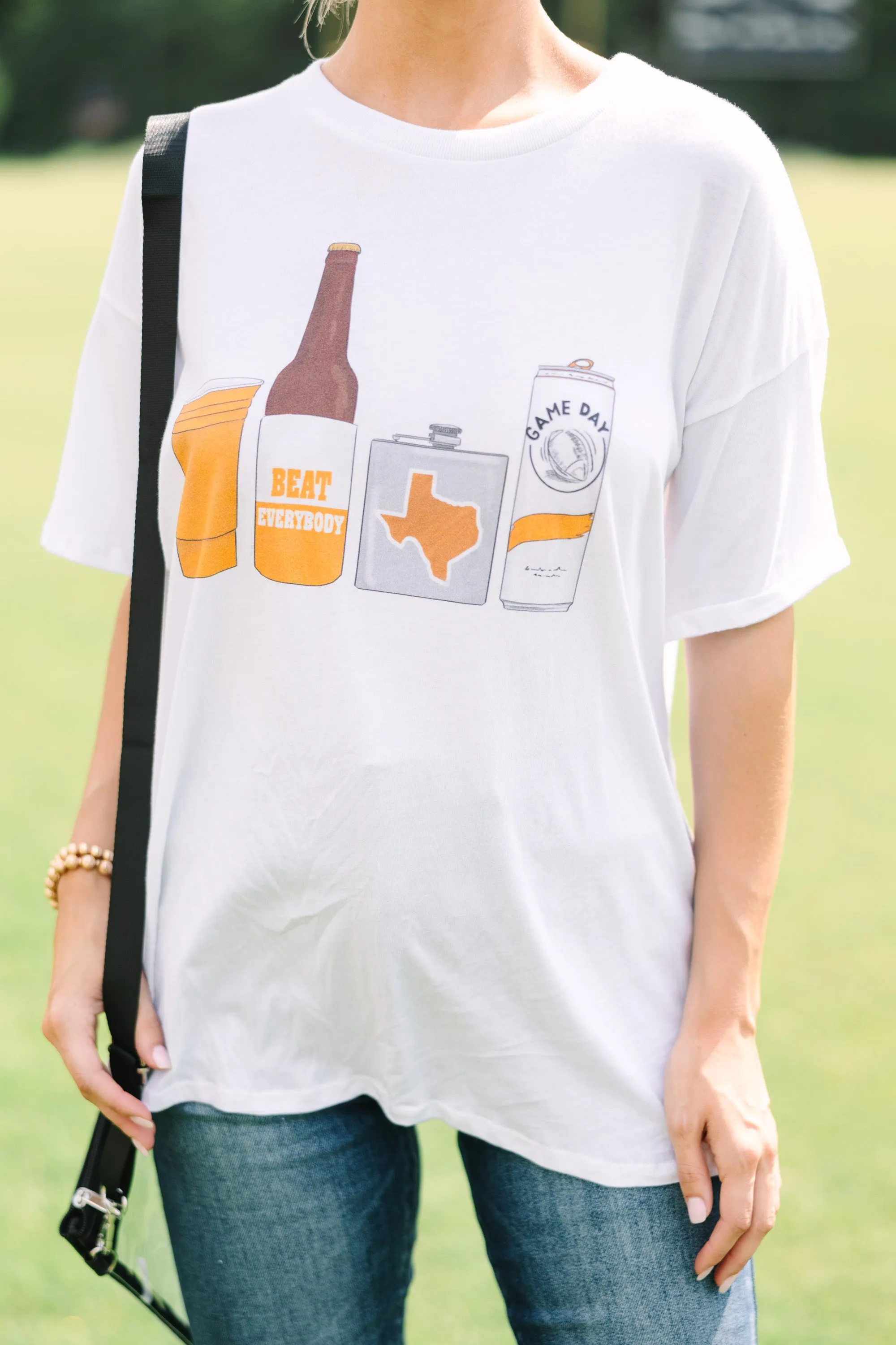 Drink Local Burnt Orange And White Gameday Graphic Tee