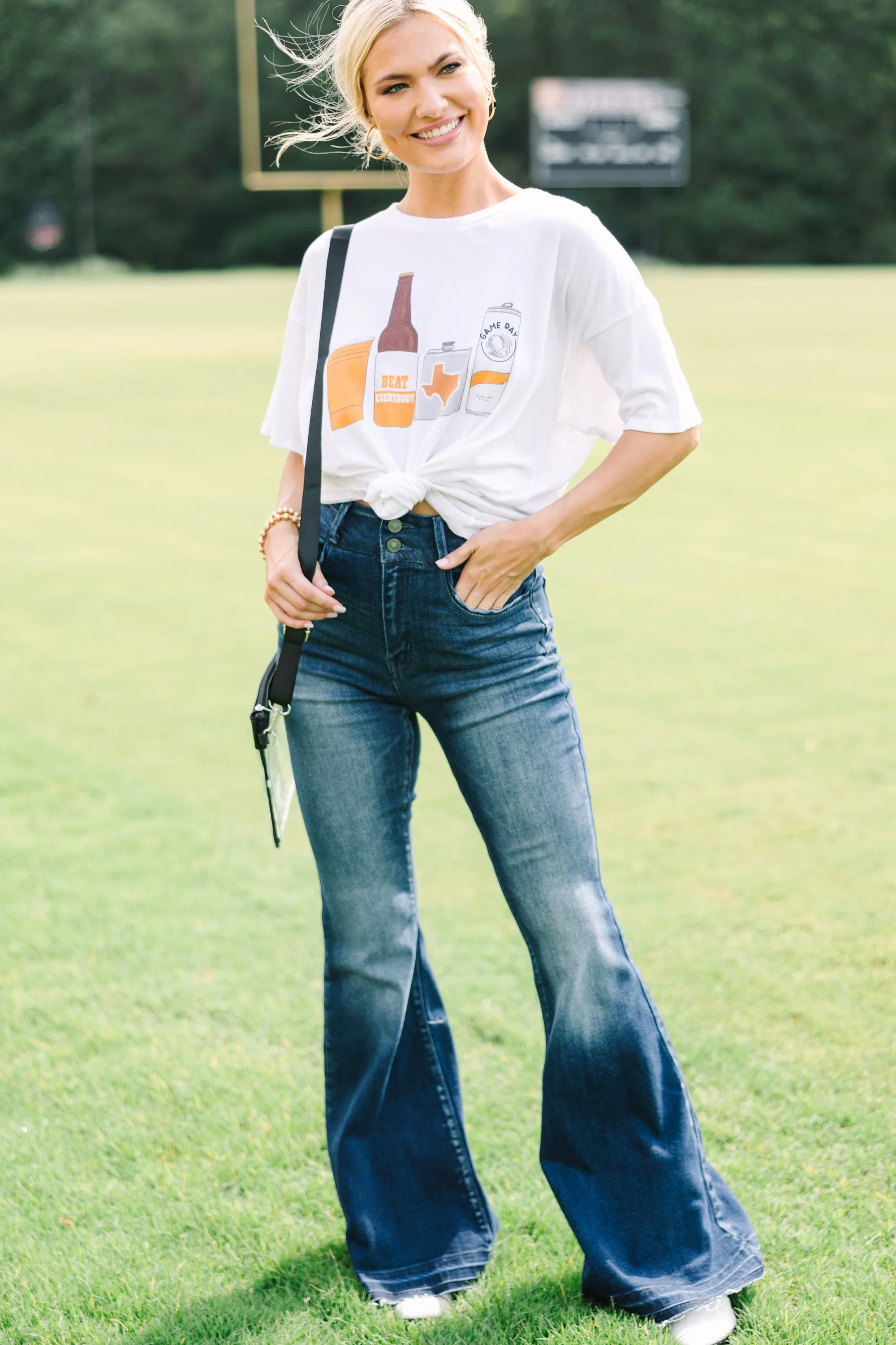 Drink Local Burnt Orange And White Gameday Graphic Tee