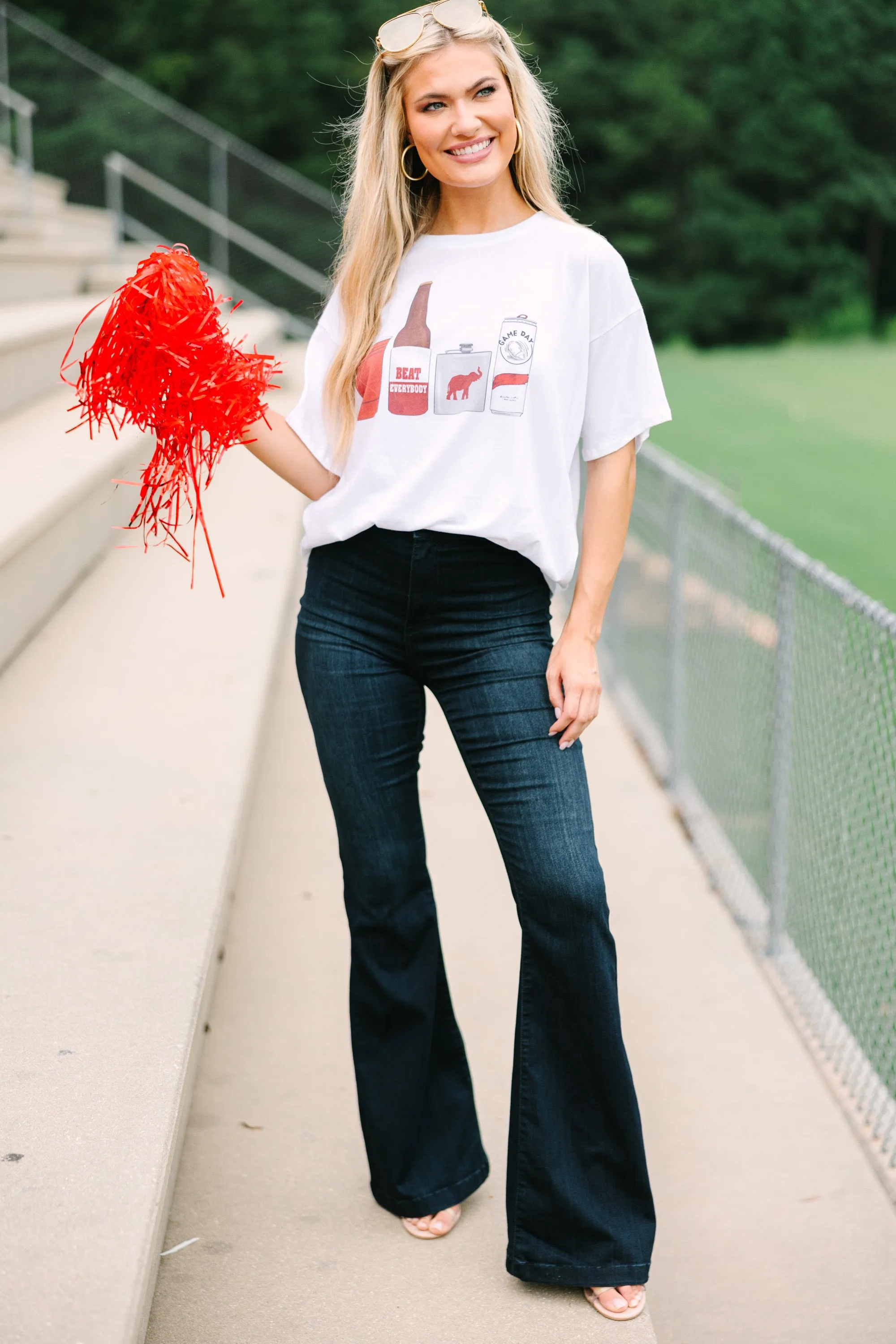 Drink Local Crimson And White Gameday Graphic Tee
