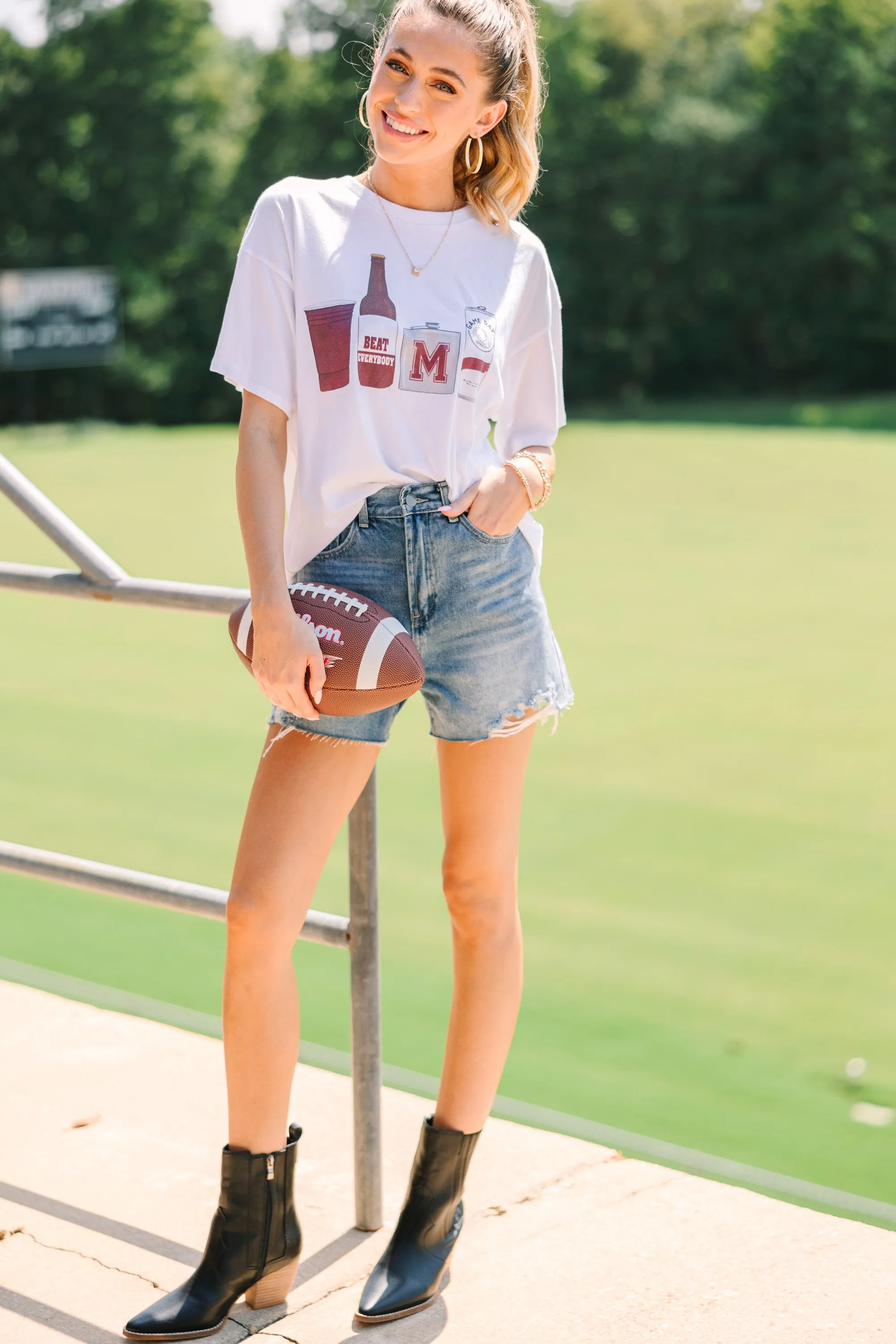 Drink Local Maroon And White Gameday Graphic Tee
