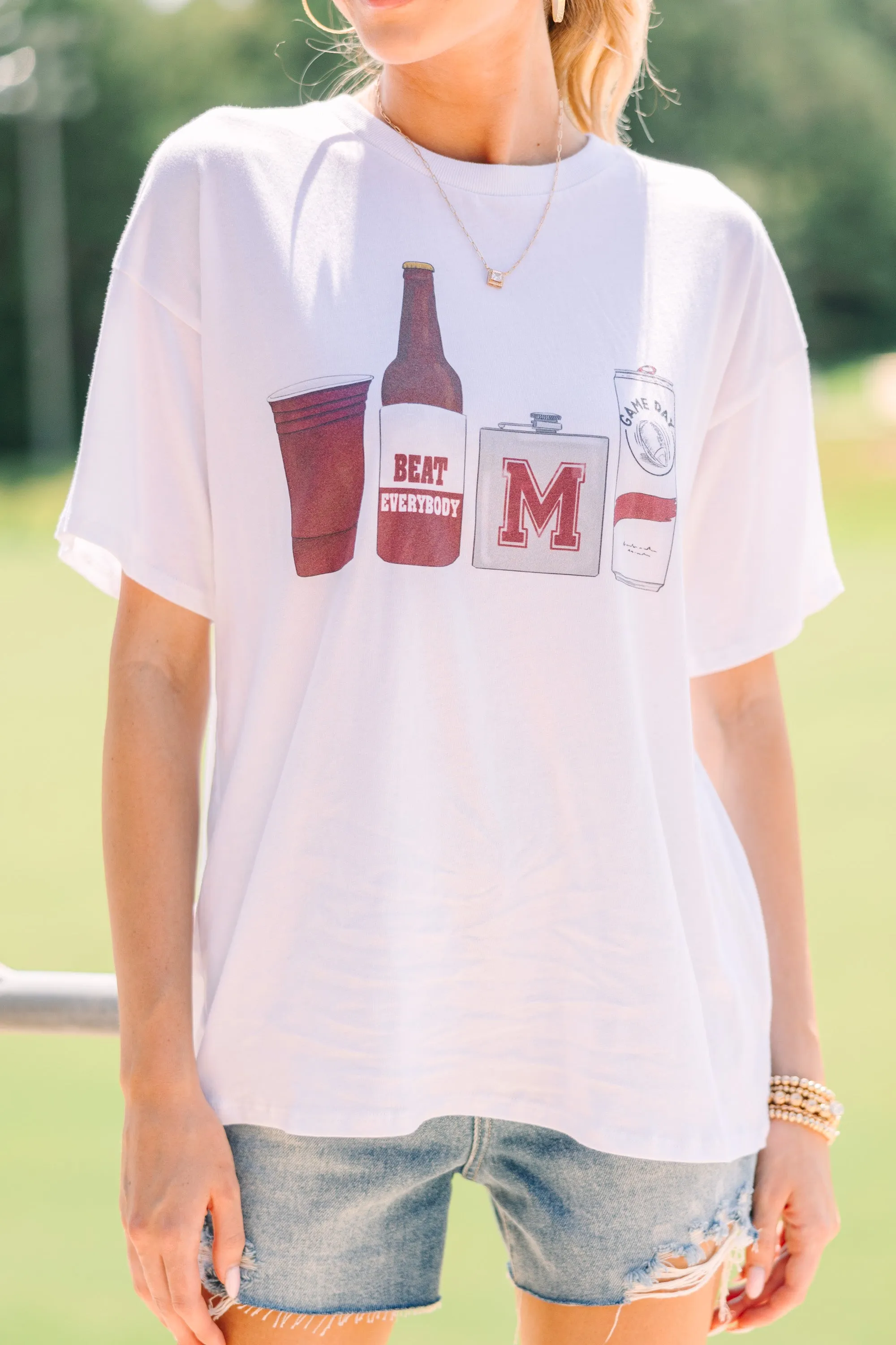 Drink Local Maroon And White Gameday Graphic Tee