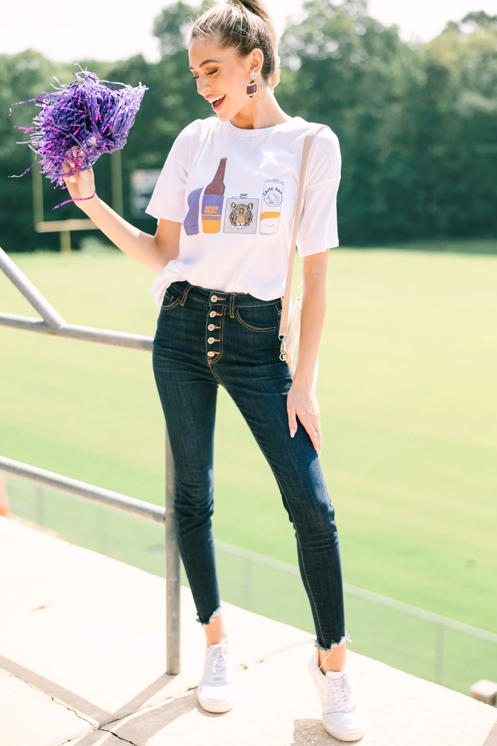 Drink Local Orange And Purple Gameday Graphic Tee