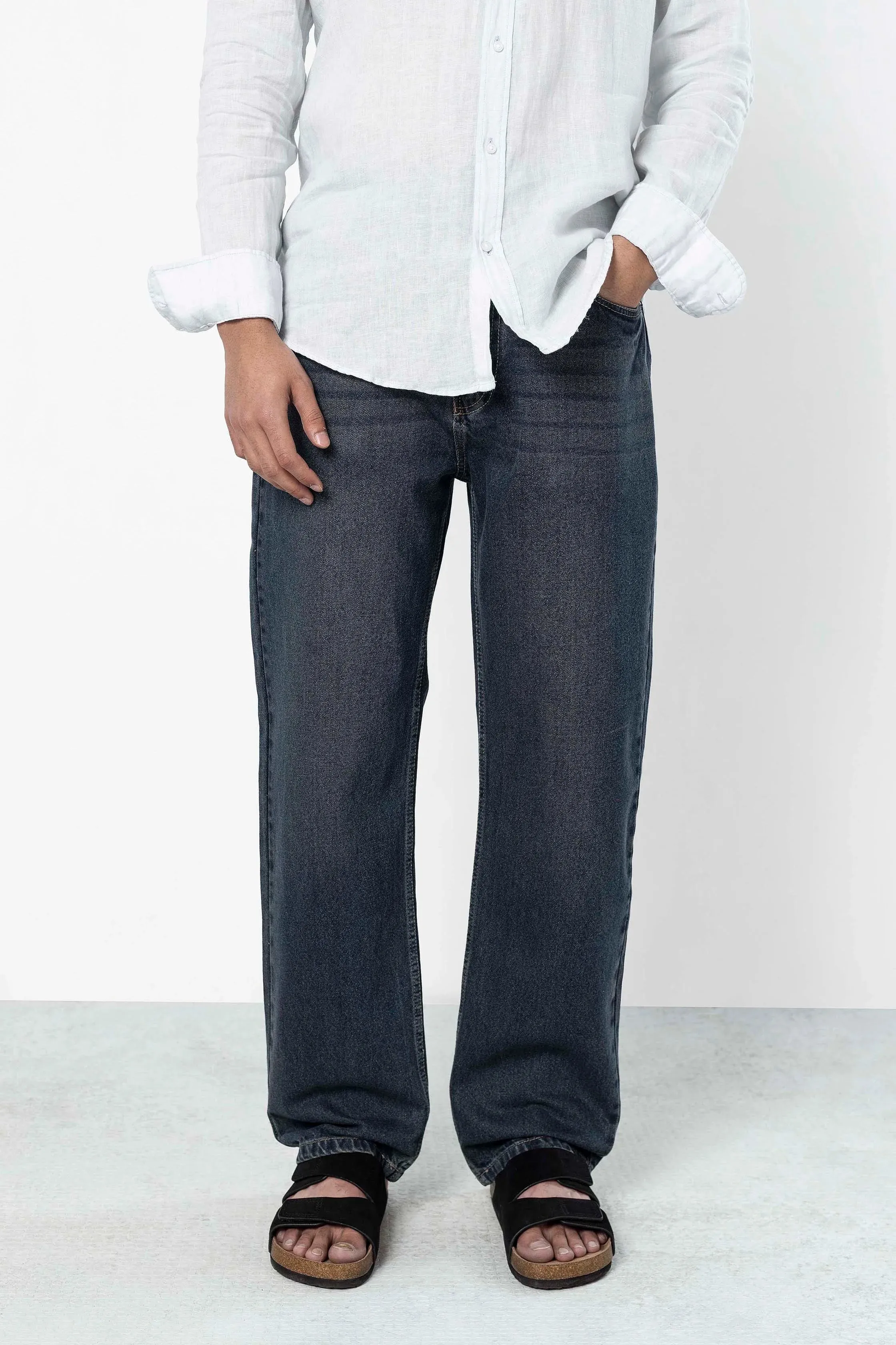 Dusk Blue Faded Straight Fit Jeans