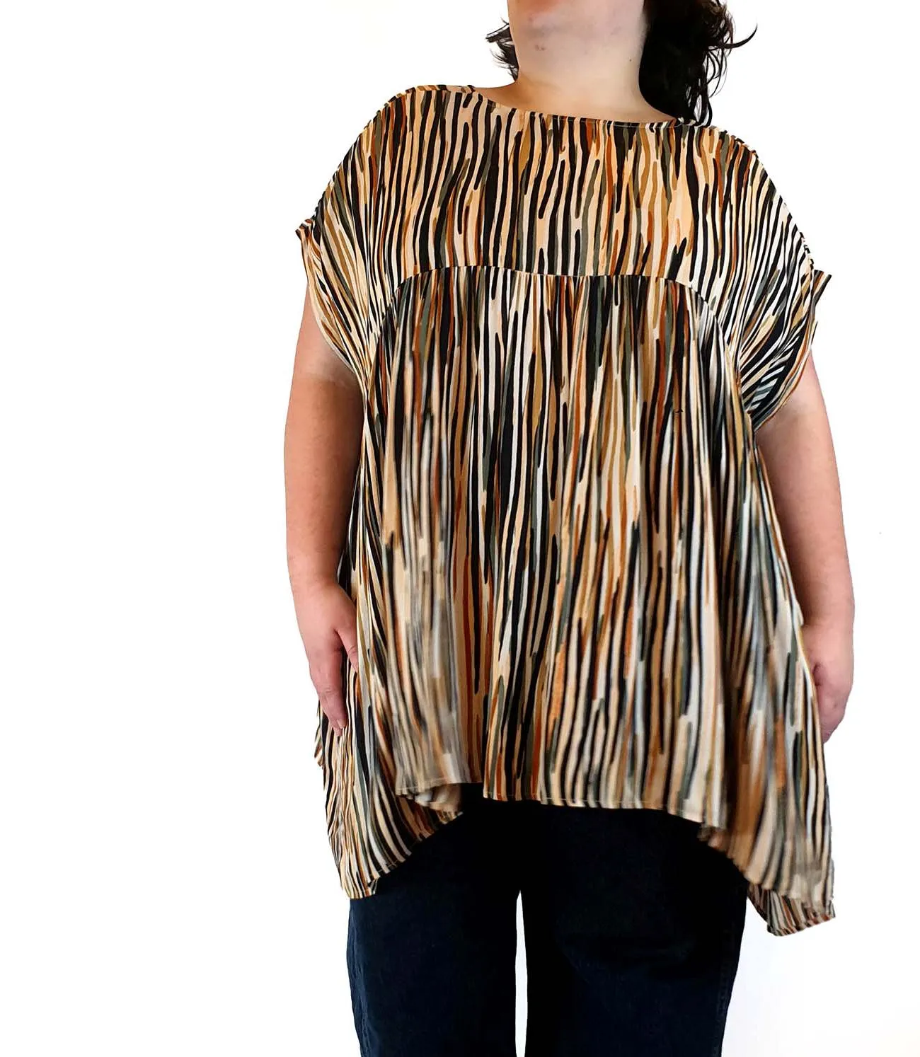 Eb & Ive autumanl print top one size, fits most