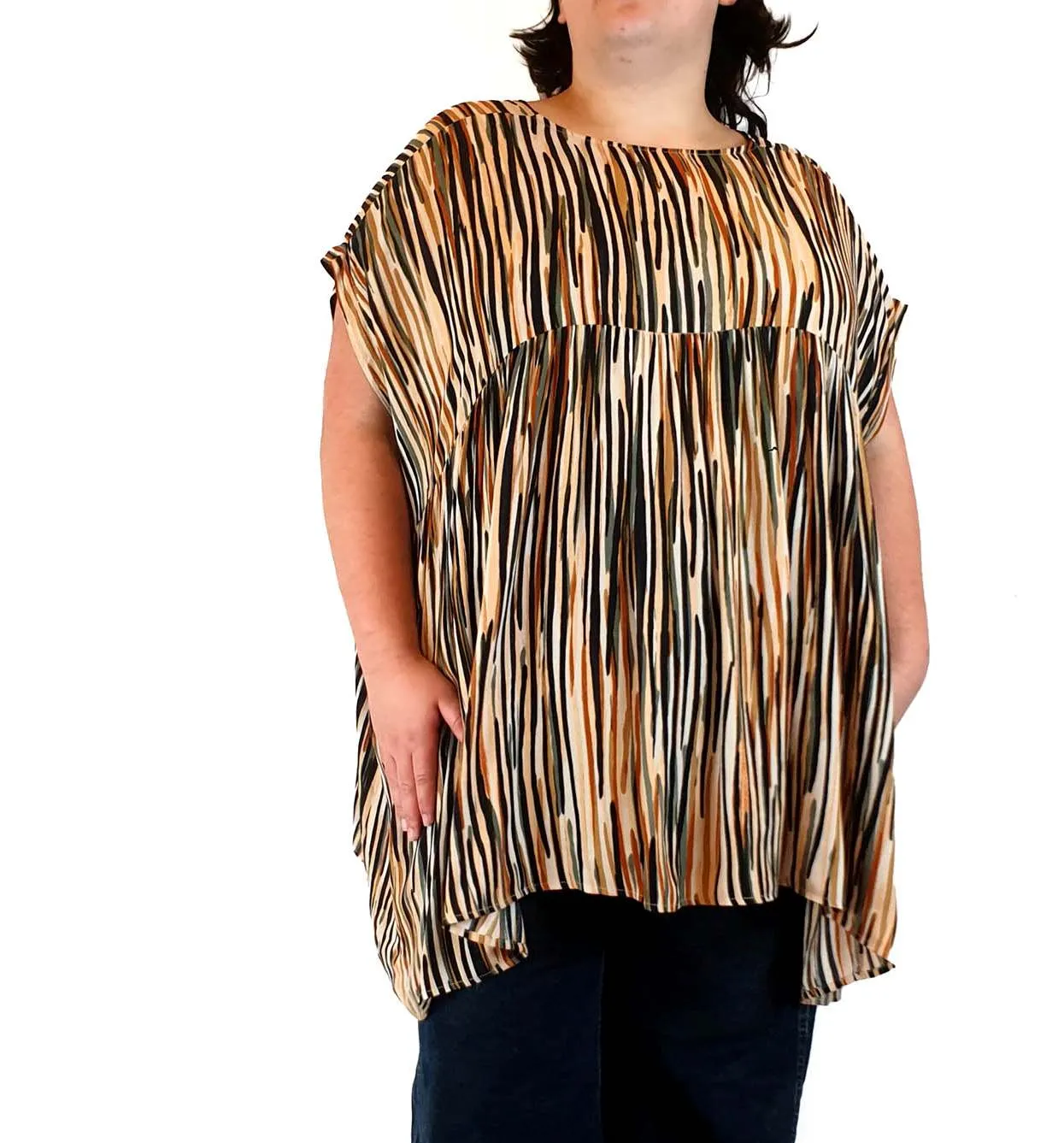 Eb & Ive autumanl print top one size, fits most