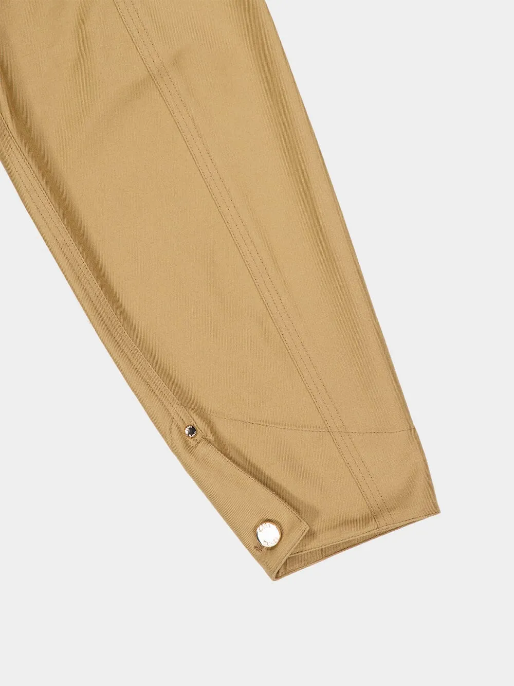 Ecru Cotton Workwear Jacket with Contrast Collar