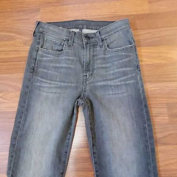 Edwin Slim Straight Crop Frayed Stretch Jeans Size 26 Gray Black Fade NWOT