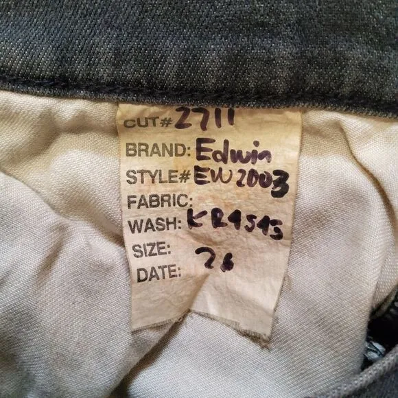 Edwin Slim Straight Crop Frayed Stretch Jeans Size 26 Gray Black Fade NWOT