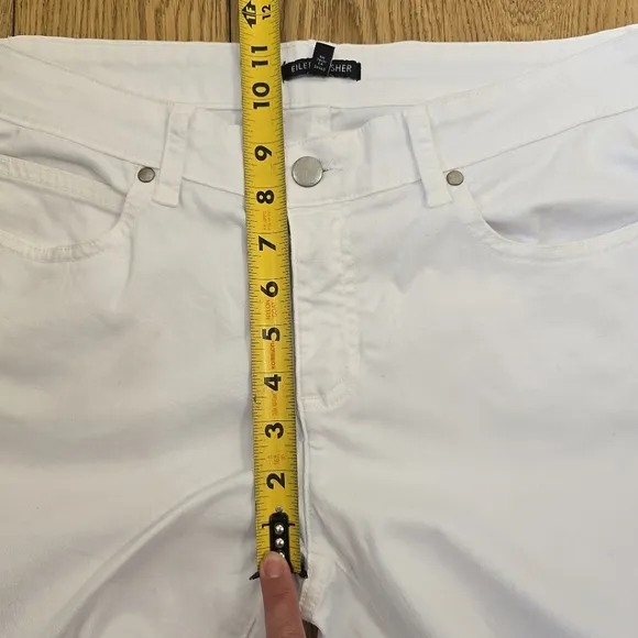 Eileen Fisher White Organic Cotton Denim Slim Jeans Size 8