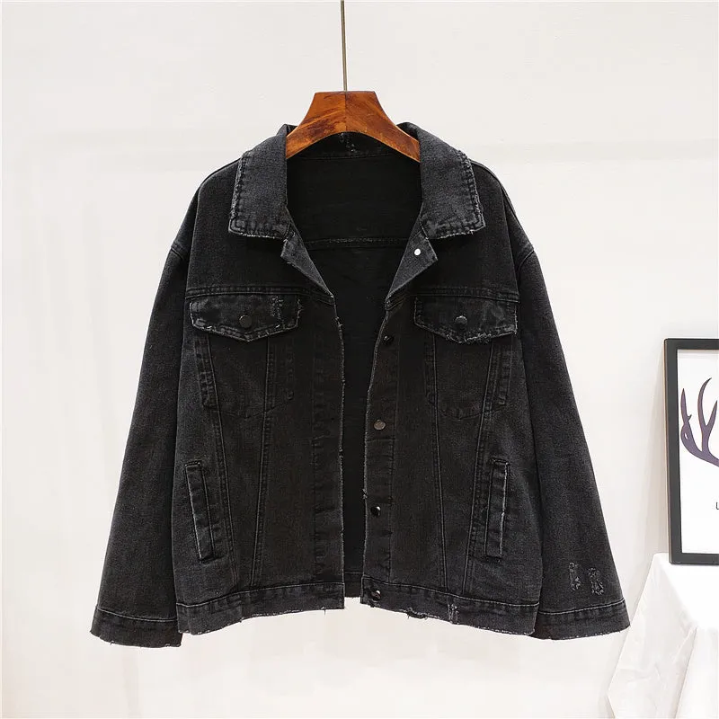 Embroidered One Size Denim Jacket – Vintage-Inspired Outerwear