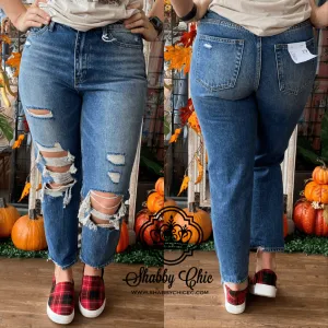 Emma Medium Wash Distressed Boyfriend Cut Jeans