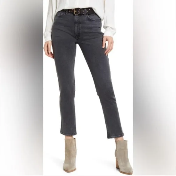 ETICA Scarlet Mid-rise Slim Straight Jeans | Size 25 | Liverpool Grey