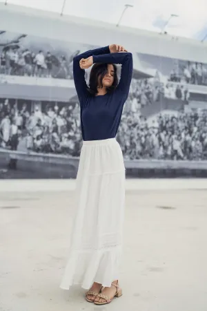 EYELET SKIRT IN WHITE