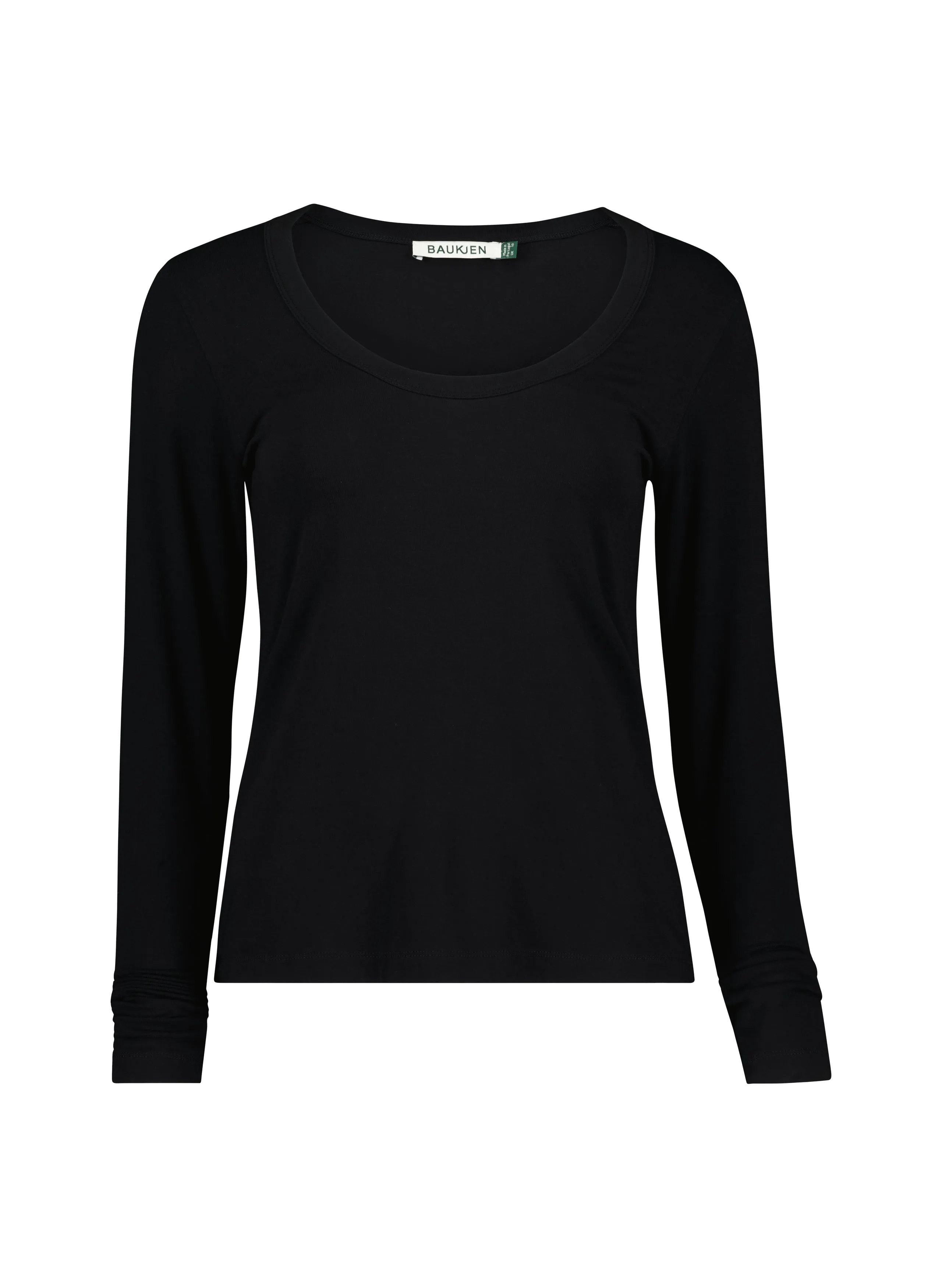 Fallon LENZING™ ECOVERO™ Long Sleeve Scoop Neck Top | Caviar Black
