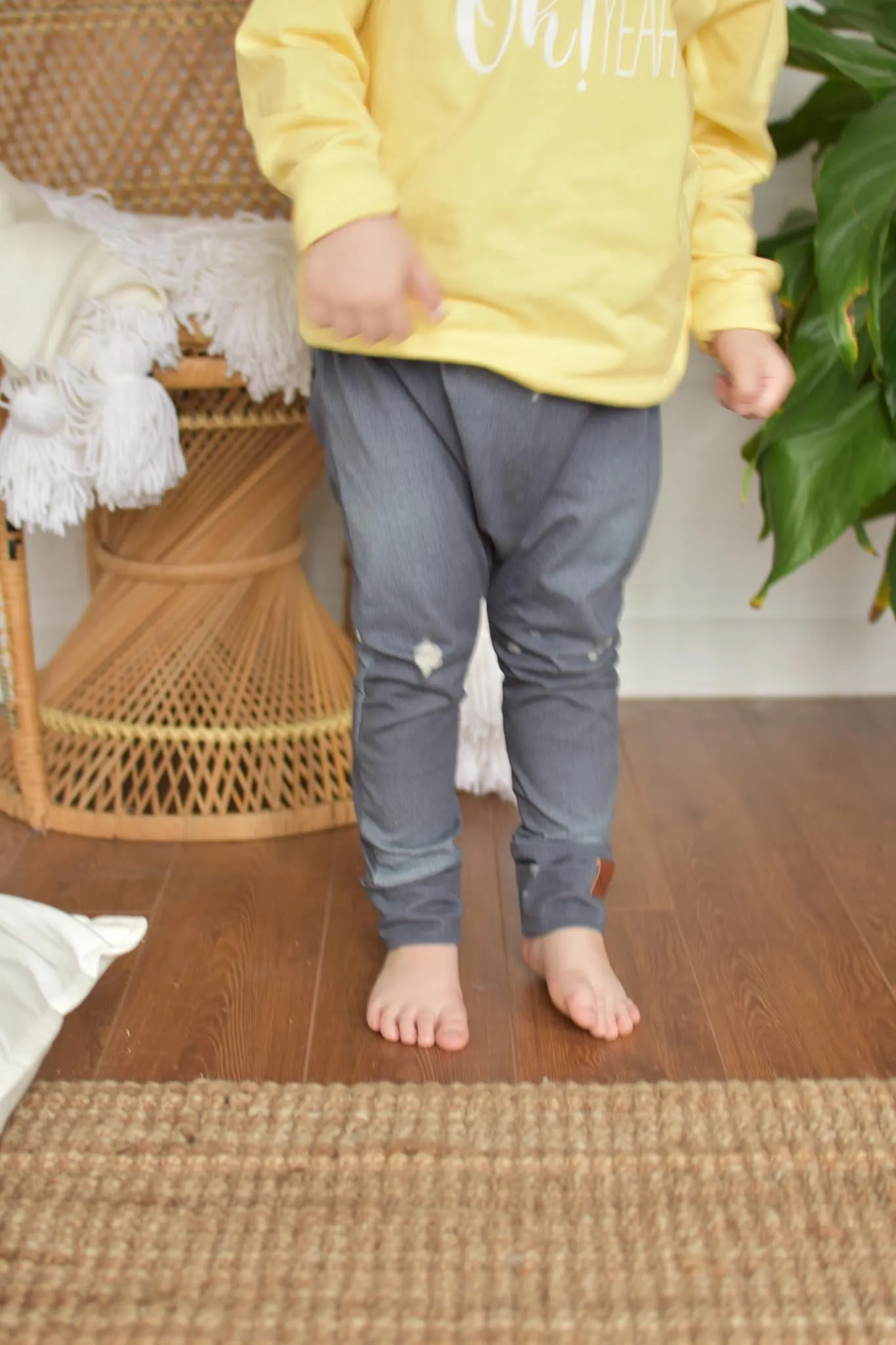 FAUX JEANS BLEU GRIS Pantalon harem évolutif