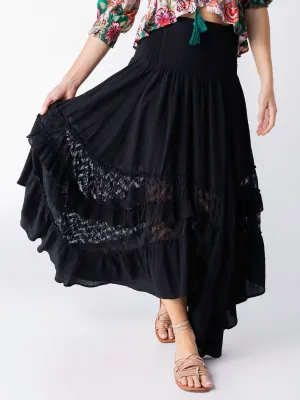 Feelin' Alive Lace Midi Skirt - Black