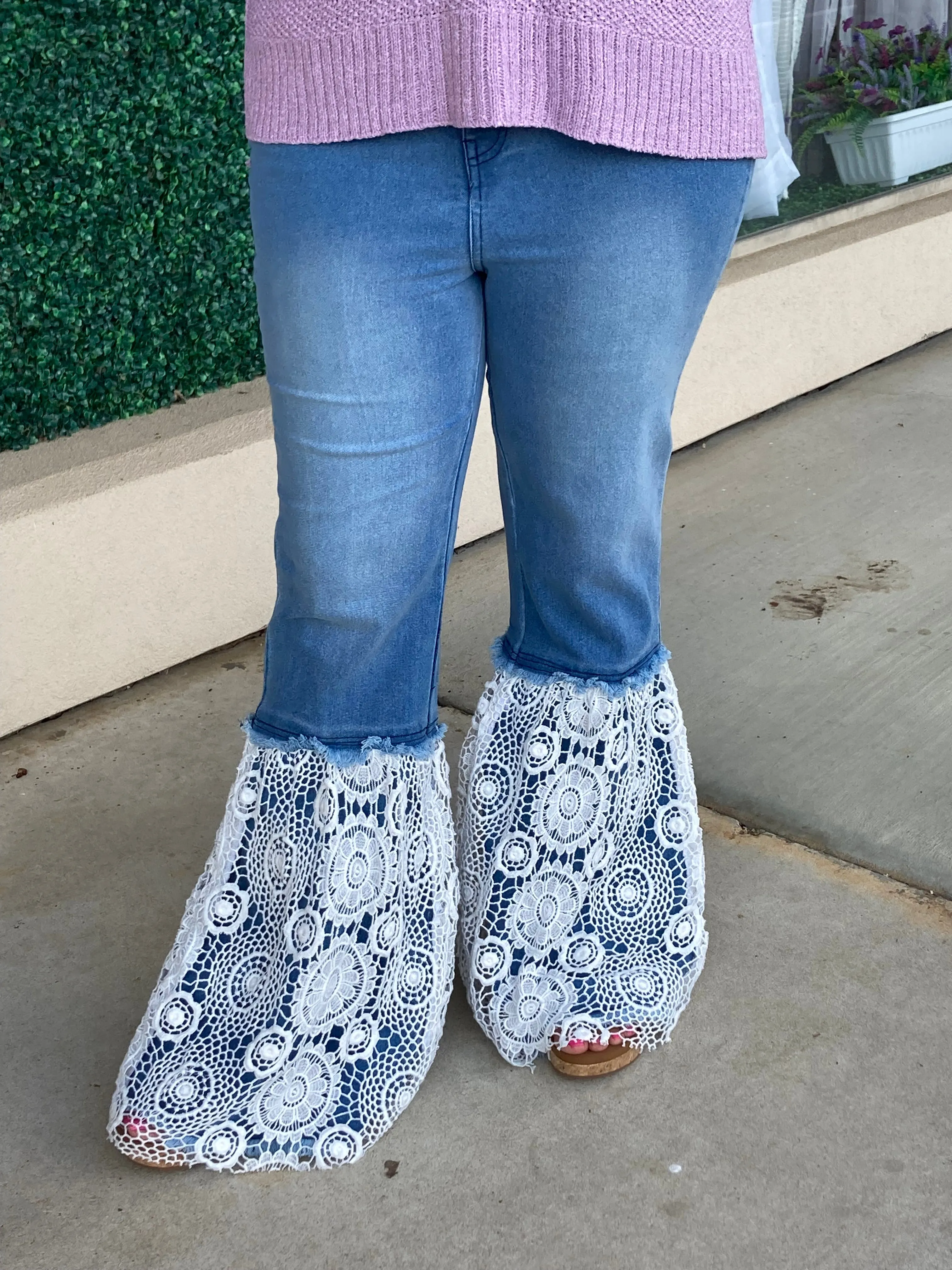 Flare Lace Bottom Jeans