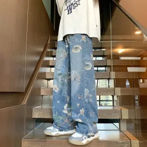 Floral Print Jeans Mens