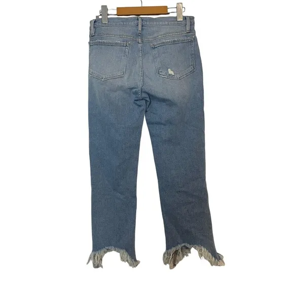 FRAME Jeans Le Nouveau Straight Raw Edge Distressed Cropped Size 27