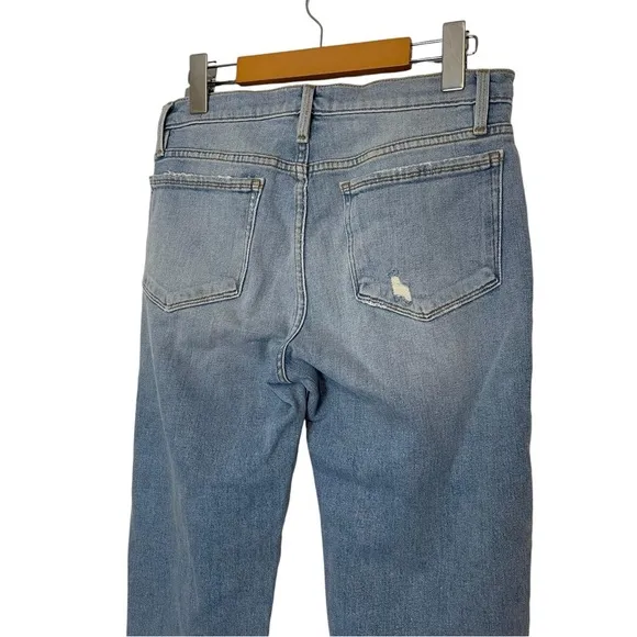 FRAME Jeans Le Nouveau Straight Raw Edge Distressed Cropped Size 27