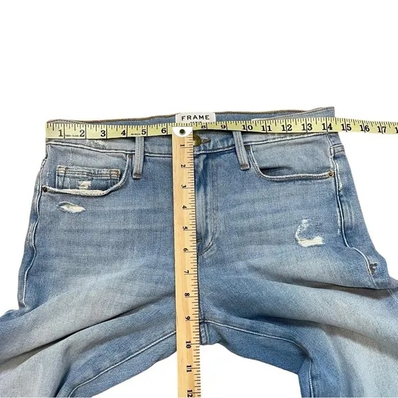 FRAME Jeans Le Nouveau Straight Raw Edge Distressed Cropped Size 27