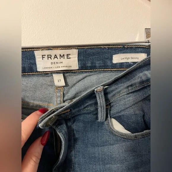 FRAME Le High Skinny Distressed High Rise Denim Jeans Size 27