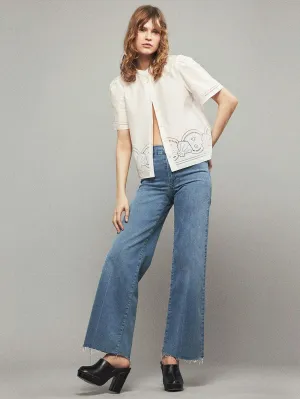 FRAME Le Slim Palazzo Raw Fray