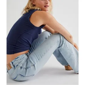 FREE PEOPLE Aiden Slim Flare Jeans / Totally Buggin Blue