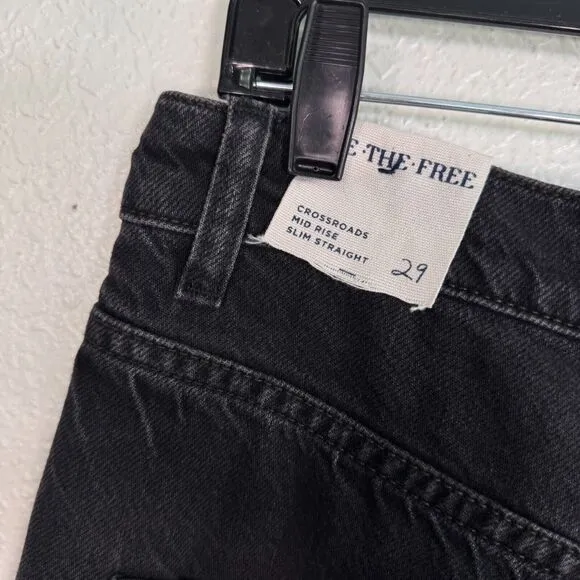 Free People Jeans Womens 29 Crossroads Mid Rise Baggy Slim Straight We The Free