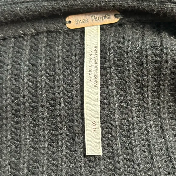 Free People Ribbed Wrap Cardi Cardigan Open Sweater Small Black