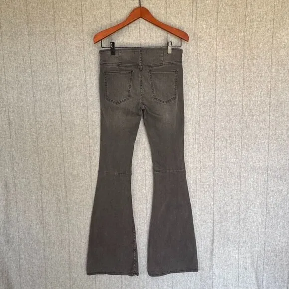 Free People We The Free Penny Pull On Mid Rise Gray Flare Leg Jeans Size 28