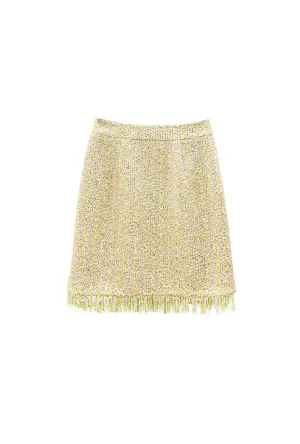 Fringed Mini Skirt - Ivory Twinkle Tweed