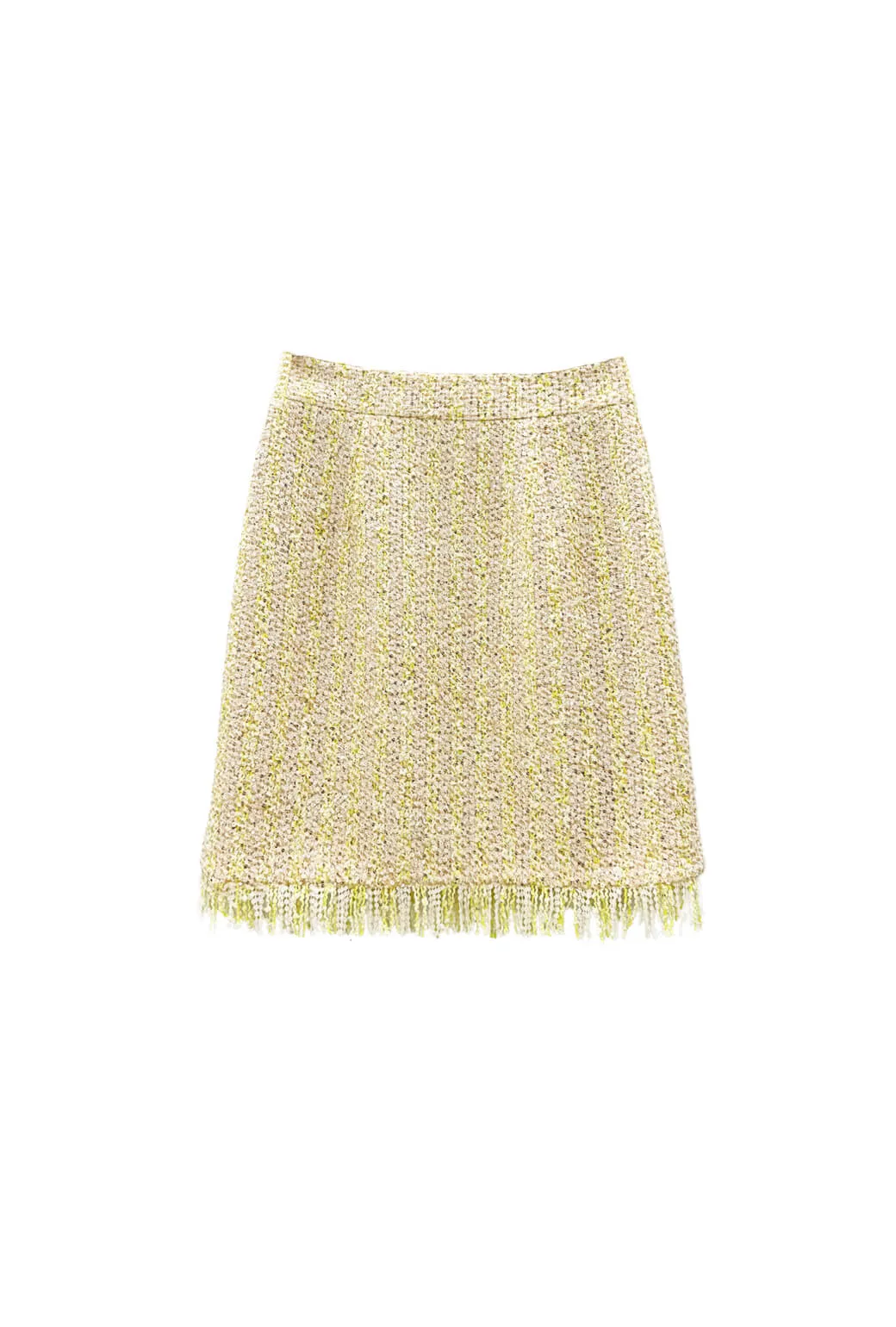 Fringed Mini Skirt - Ivory Twinkle Tweed
