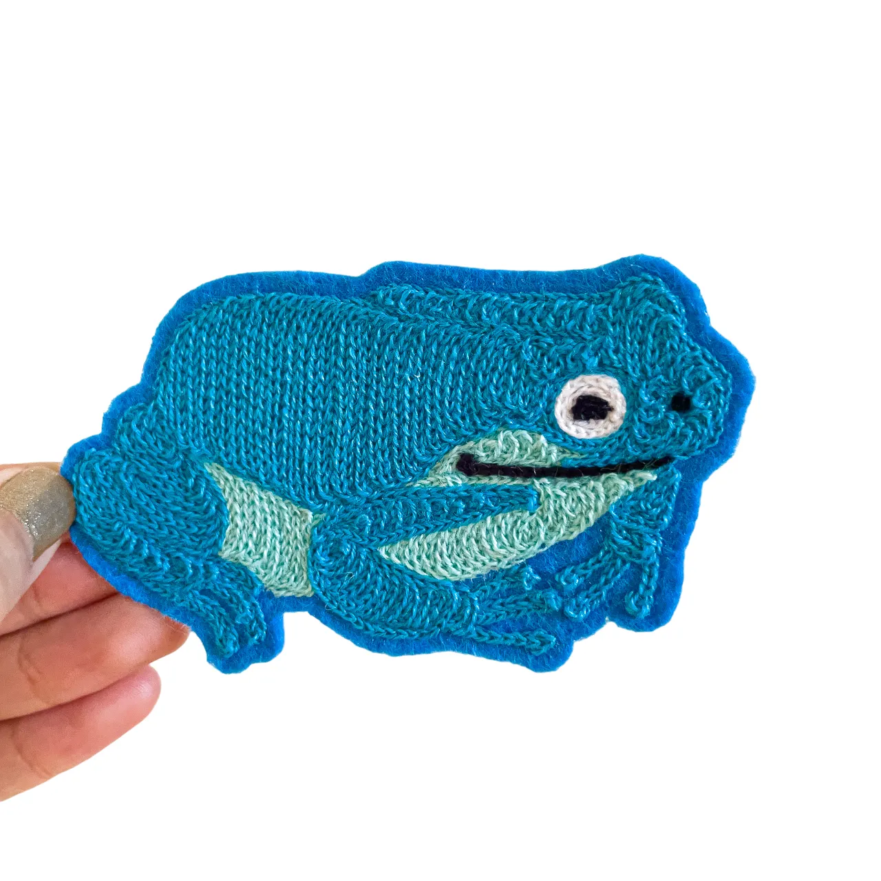 Frog Blue - Chainstitch Patch