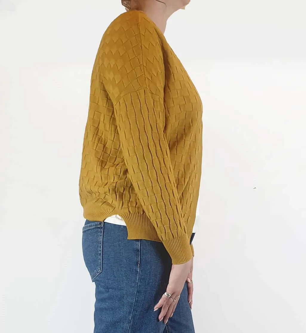 FROM mustard 100% merino wool criss cross knit cardigan size 12