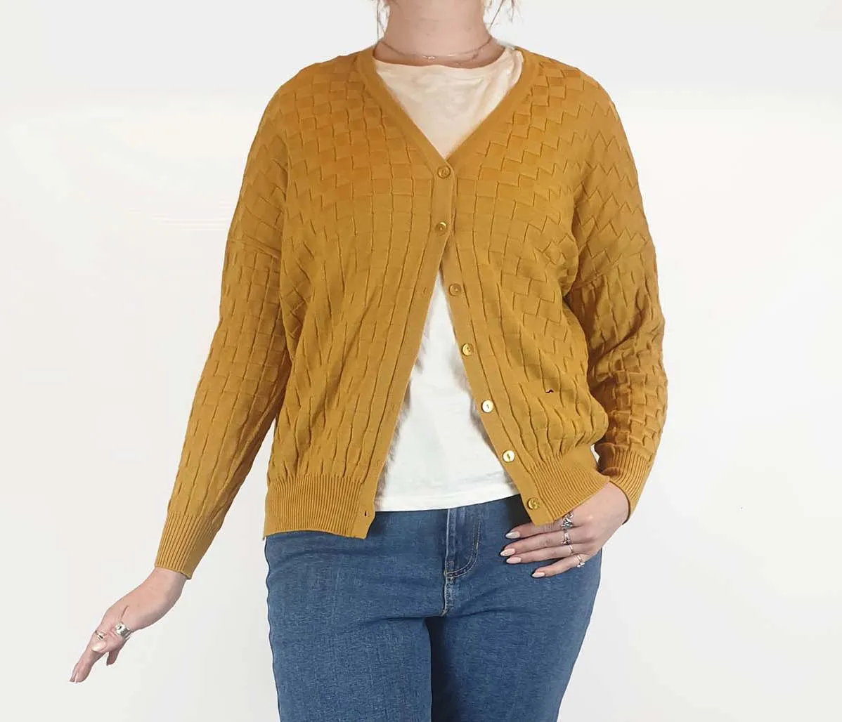 FROM mustard 100% merino wool criss cross knit cardigan size 12
