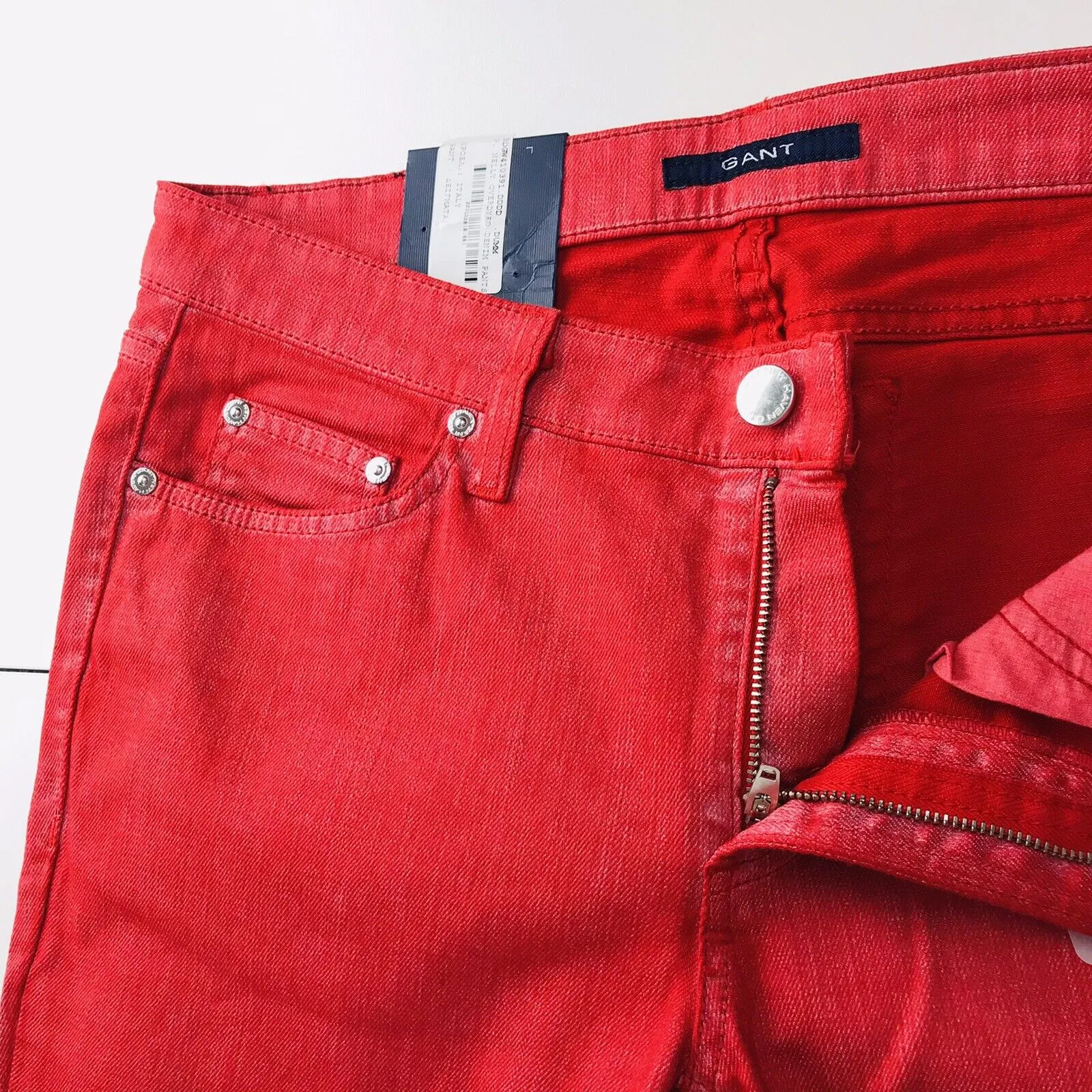 GANT Women's Bright Red Nelly Overdyed Denim Jeans Size 29/34 NWT