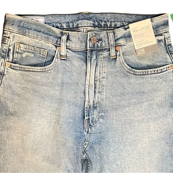 GAP High Rise '90s Loose Blue Denim Jeans in Vintage Light Wash Size 28