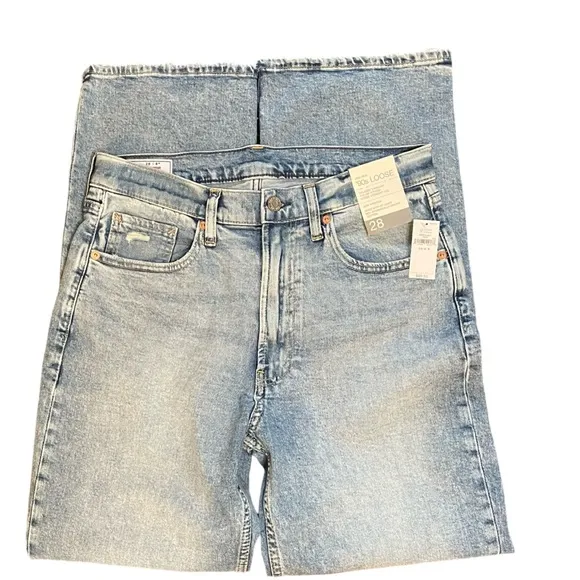 GAP High Rise '90s Loose Blue Denim Jeans in Vintage Light Wash Size 28