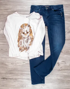 GIRL SIZE 14 YEARS - SILVER JEANS / STAR WARS, 2 Piece Mix N Match Outfit EUC B21